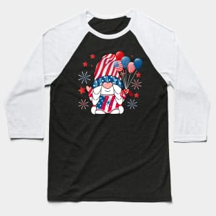 Gnomes 4th Of July Women Girls American Flag Baseball T-Shirt